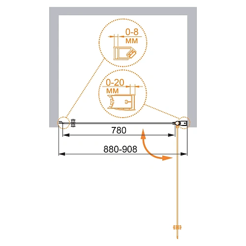 Душевая дверь CEZARES ELENA-W-B-1-90-P-Cr-R 90см стекло рифленое, профиль хром Душевая дверь CEZARES ELENA-W-B-1-90-P-Cr-R 90см стекло рифленое, профиль хром