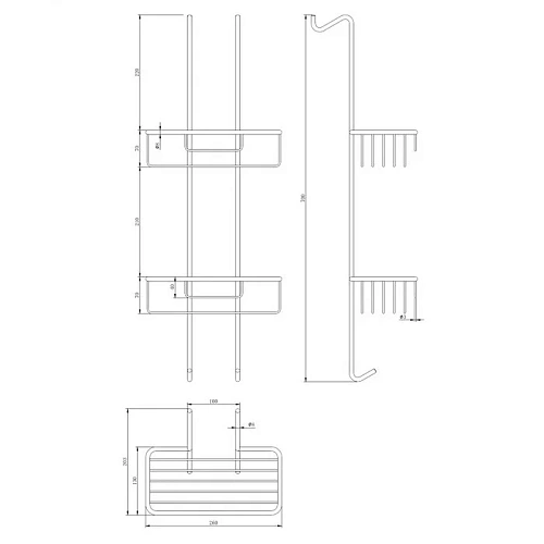Полка OMNIRES хром 26 см двойная UN3530CR Полка OMNIRES хром 26 см двойная UN3530CR