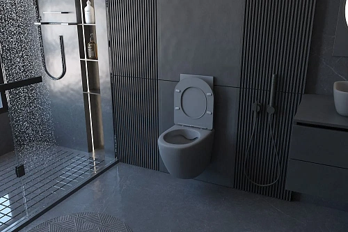 Унитаз подвесной ABBER Bequem AC1101MG серый матовый, безободковый с крышкой микролифт Унитаз подвесной ABBER Bequem AC1101MG серый матовый, безободковый с крышкой микролифт