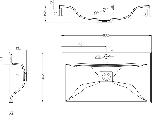 Раковина Aquaton Айрис M 800 1A73263KAG010 Раковина Aquaton Айрис M 800 1A73263KAG010