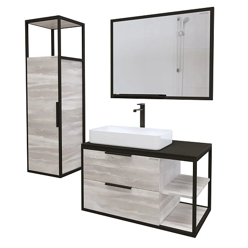 Шкаф-пенал GROSSMAN ЛОФТ-40 см универсальный шанико/металл черный 304002 Шкаф-пенал GROSSMAN ЛОФТ-40 см универсальный шанико/металл черный 304002