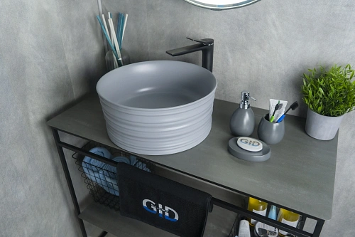 Раковина Gid Gm969 53335 накладная серая матовая 41x41x18 Раковина Gid Gm969 53335 накладная серая матовая 41x41x18
