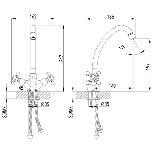 Смеситель для кухни Lemark Vista LM7604C, хром Смеситель для кухни Lemark Vista LM7604C, хром