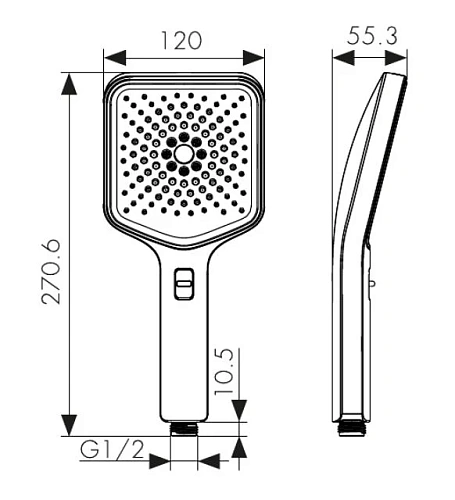 Душевая лейка Kaiser 3-х режимная, 120х120х270мм белый матовый SH-123 Душевая лейка Kaiser 3-х режимная, 120х120х270мм белый матовый SH-123