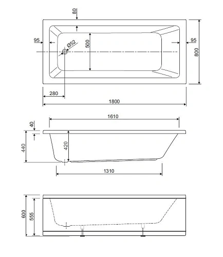 Акриловая ванна CEZARES PLANE SOLO MINI-180-80-42-W37 1800x800 белый Акриловая ванна CEZARES PLANE SOLO MINI-180-80-42-W37 1800x800 белый