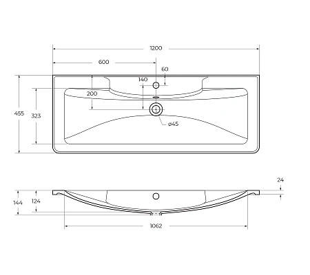 Раковина BelBagno BB1200/455-LV-ART-ALR-NERO черная матовая 1200x455 Раковина BelBagno BB1200/455-LV-ART-ALR-NERO черная матовая 1200x455