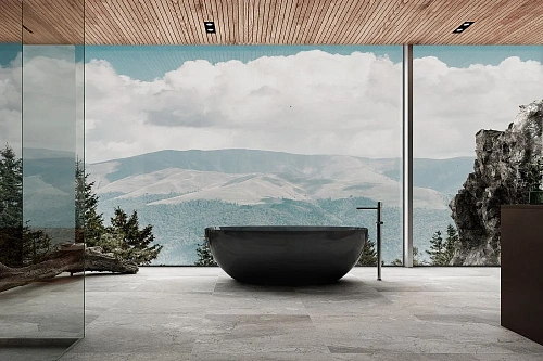 Ванна отдельностоящая ABBER AT9701Onyx 165x78 универсальная, черная полиэфирная смола Ванна отдельностоящая ABBER AT9701Onyx 165x78 универсальная, черная полиэфирная смола