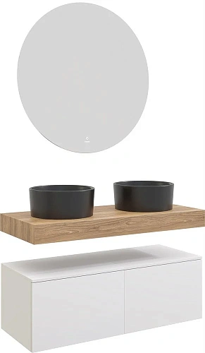 Комплект мебели STWORKI Ольборг 100 столешница дуб французский, без отверстий, 2 тумбы 50 + 2 ракови 490018 Комплект мебели STWORKI Ольборг 100 столешница дуб французский, без отверстий, 2 тумбы 50 + 2 ракови 490018