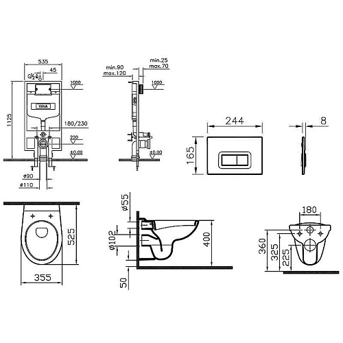 Комплект унитаза с инсталляцией Vitra Normus 9773B003-7200 сиденье микролифт, клавиша смыва хром Комплект унитаза с инсталляцией Vitra Normus 9773B003-7200 сиденье микролифт, клавиша смыва хром