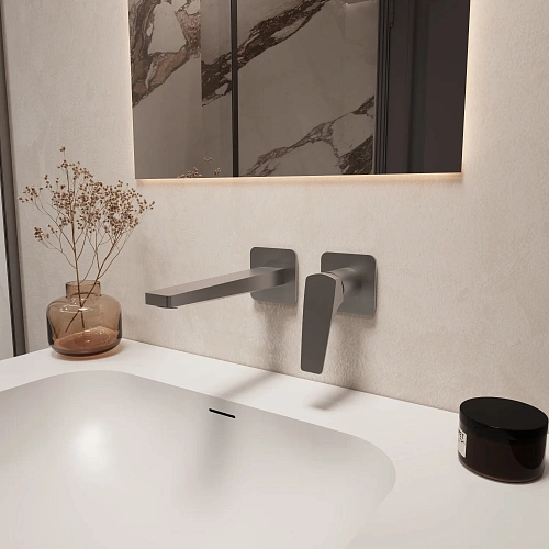 Смеситель для раковины Vincea Puro VBFW-5P01GM встраиваемый, вороненая сталь Смеситель для раковины Vincea Puro VBFW-5P01GM встраиваемый, вороненая сталь