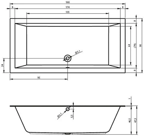 Акриловая ванна Riho Lugo Velvet BT0510500000000 190х90 Акриловая ванна Riho Lugo Velvet BT0510500000000 190х90