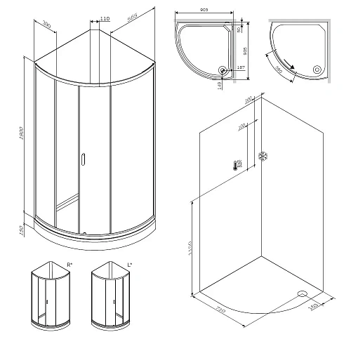 Душевая кабина AM.PM X-Joy W88C-301-090GG без крыши, 90х90, стекло графит, профиль графит Душевая кабина AM.PM X-Joy W88C-301-090GG без крыши, 90х90, стекло графит, профиль графит
