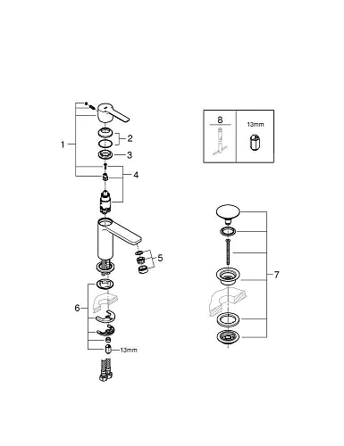 Смеситель для раковины GROHE Lineare New с донным клапаном, XS-size, хром (23791001) Смеситель для раковины GROHE Lineare New с донным клапаном, XS-size, хром (23791001)