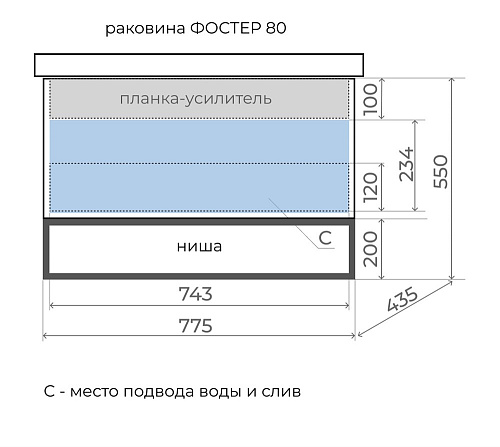 Тумба под раковину Style Line Мальта 80 1 ящик/ниша PUSH ЛС-00002293 подвесная Тумба под раковину Style Line Мальта 80 1 ящик/ниша PUSH ЛС-00002293 подвесная