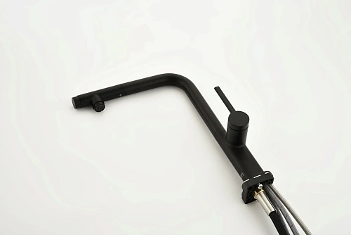 Смеситель для кухни AQUAme Cucina AQM9903MB с выдвижным изливом, с подключением к фильтру с питьевой водой, черный матовый Смеситель для кухни AQUAme Cucina AQM9903MB с выдвижным изливом, с подключением к фильтру с питьевой водой, черный матовый