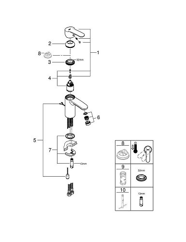 Смеситель для раковины GROHE Wave Cosmopolitan с цепочкой (23204000) Смеситель для раковины GROHE Wave Cosmopolitan с цепочкой (23204000)