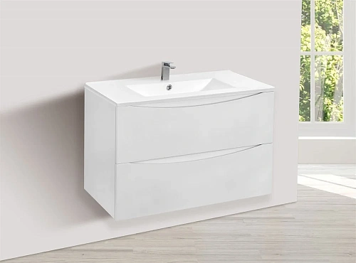 Тумба под раковину Vincea Mia 800 подвесная, 2 выкатных ящика soft close, G.White VMC-2MC800GW Тумба под раковину Vincea Mia 800 подвесная, 2 выкатных ящика soft close, G.White VMC-2MC800GW