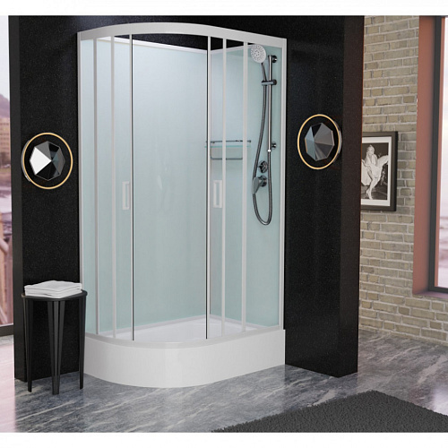 Душевая кабина Frank F412/1R правосторонняя White без крыши белый профиль 120x80 130009 Душевая кабина Frank F412/1R правосторонняя White без крыши белый профиль 120x80 130009