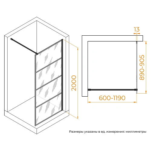 Душевая перегородка RGW WA-019B 900 мм 351001990-84 Душевая перегородка RGW WA-019B 900 мм 351001990-84