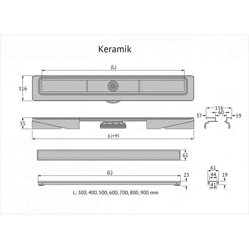 Душевой лоток BERGES В1 Keramik 800, хром глянец, S-сифон D50/105 H50 вертикальный 091019 Душевой лоток BERGES В1 Keramik 800, хром глянец, S-сифон D50/105 H50 вертикальный 091019