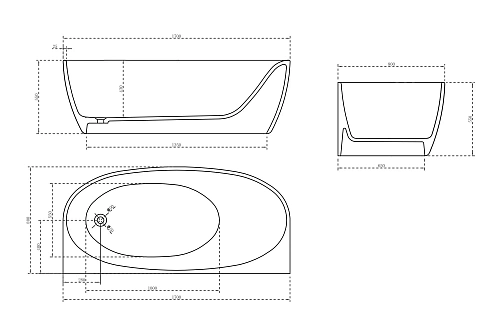 Ванна отдельностоящая ABBER AK9004 170x80 универсальная, черная карбон Ванна отдельностоящая ABBER AK9004 170x80 универсальная, черная карбон