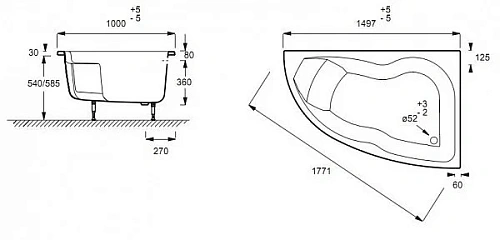Акриловая ванна Jacob Delafon Micromega Duo 170x105 E5EN1190RU-00 левая Акриловая ванна Jacob Delafon Micromega Duo 170x105 E5EN1190RU-00 левая