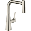 Картинка анонса товара «смеситель для кухни hansgrohe metris m71 220, с вытяжным душем, 2jet 73800800, под сталь»