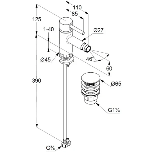 Смеситель для биде Kludi BOZZ 38533N076 брашированное золото Смеситель для биде Kludi BOZZ 38533N076 брашированное золото