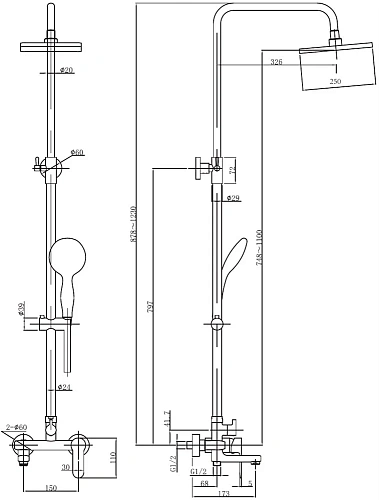 Душевая система Aquanet Passion S3 AF300-72-S-B Душевая система Aquanet Passion S3 AF300-72-S-B
