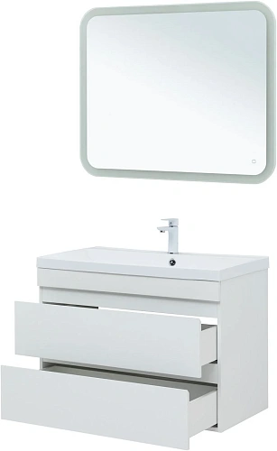 Тумба под раковину Aquanet Нота New 90 белый глянец 00335419 подвесная Тумба под раковину Aquanet Нота New 90 белый глянец 00335419 подвесная