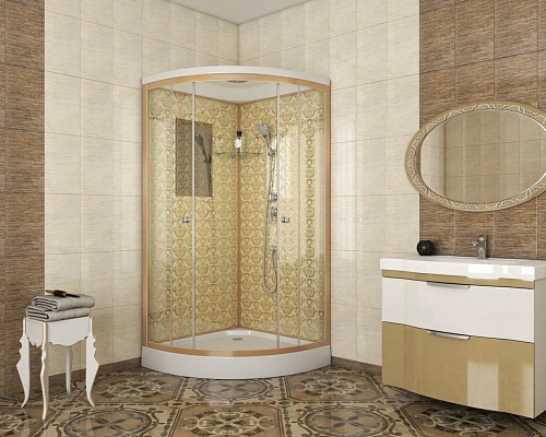 Душевая кабина Niagara Luxe NG-7702G (1000x1000х2100) низкий поддон (15см) стенки золото Душевая кабина Niagara Luxe NG-7702G (1000x1000х2100) низкий поддон (15см) стенки золото