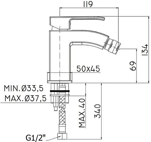 Смеситель для биде Paffoni Level LES131CR Смеситель для биде Paffoni Level LES131CR