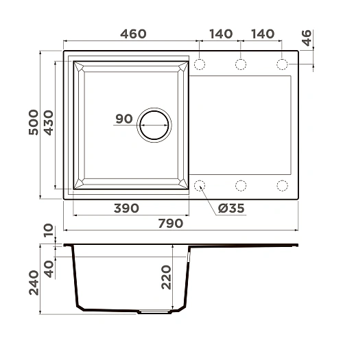 Кухонная мойка Omoikiri Sakaime 79-GR Tetogranit/leningrad grey 4993553 Кухонная мойка Omoikiri Sakaime 79-GR Tetogranit/leningrad grey 4993553