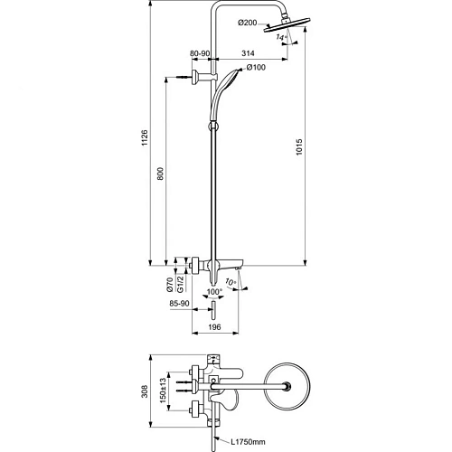 Душевая система Ideal Standard CERAFINE O BC525XG Душевая система Ideal Standard CERAFINE O BC525XG