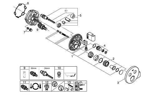 Смеситель для душа GROHE Grohtherm SmartControl на 2 выхода со встроенным держателем ручного душа, х 29120000 Смеситель для душа GROHE Grohtherm SmartControl на 2 выхода со встроенным держателем ручного душа, х 29120000