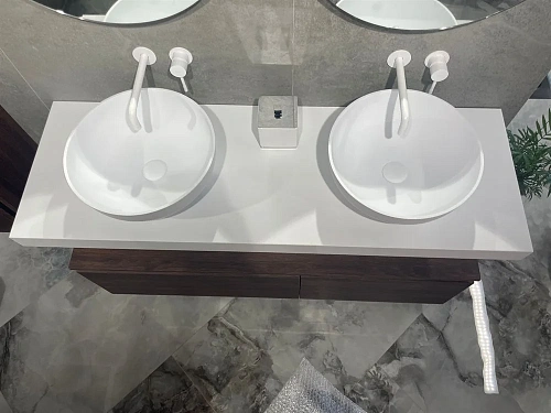 Раковина Boheme Corian 879-39 круглая матовая, Slim 39см 390x390x145 Раковина Boheme Corian 879-39 круглая матовая, Slim 39см 390x390x145