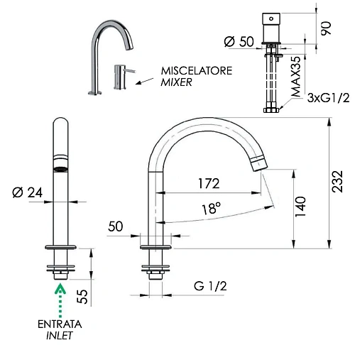 Смеситель для раковины Remer Minimal N57 Смеситель для раковины Remer Minimal N57