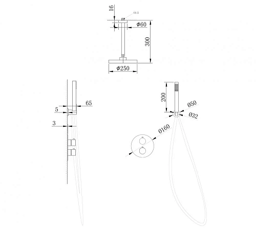 Душевая система ABBER Wasser Kreis AF8121B скрытого монтажа без излива, черная матовая Душевая система ABBER Wasser Kreis AF8121B скрытого монтажа без излива, черная матовая