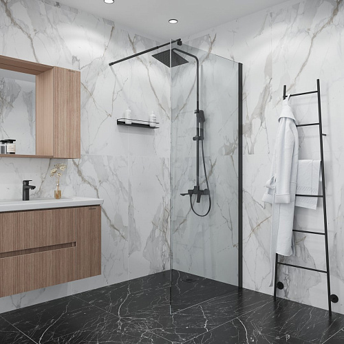 Душевая перегородка Niagara Eco NG-551-70BLACK (70x190) профиль черный, стекло прозрачное Душевая перегородка Niagara Eco NG-551-70BLACK (70x190) профиль черный, стекло прозрачное