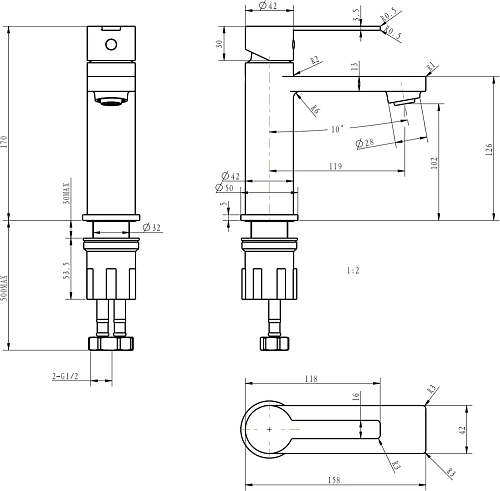 Смеситель для раковины STWORKI HWM0501-A01BK 586170 Смеситель для раковины STWORKI HWM0501-A01BK 586170