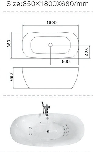 Акриловая ванна Frank F162 отдельностоящая 180x85x68см 20109830 Акриловая ванна Frank F162 отдельностоящая 180x85x68см 20109830