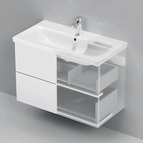 Тумба под раковину AM.PM Gem M90FHX0802WG подвесная, 80 см push-to-open, белый, Тумба под раковину AM.PM Gem M90FHX0802WG подвесная, 80 см push-to-open, белый,