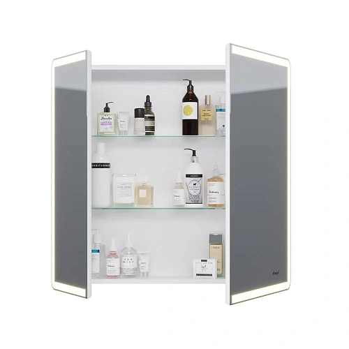 Зеркальный шкаф DREJA POINT, 80 см, 2 дверцы, 2 стеклянные полки, инфракрасный выключатель, LED-подс 99.9034 Зеркальный шкаф DREJA POINT, 80 см, 2 дверцы, 2 стеклянные полки, инфракрасный выключатель, LED-подс 99.9034