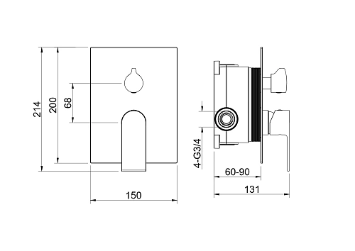 Смеситель для ванны Aquatek ЛИРА AQ1446MB Черный матовый, встраиваемый Смеситель для ванны Aquatek ЛИРА AQ1446MB Черный матовый, встраиваемый