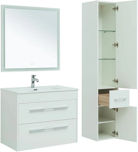 Комплект мебели Aquanet Августа 80 белый (ручка хром) 00281159 Комплект мебели Aquanet Августа 80 белый (ручка хром) 00281159