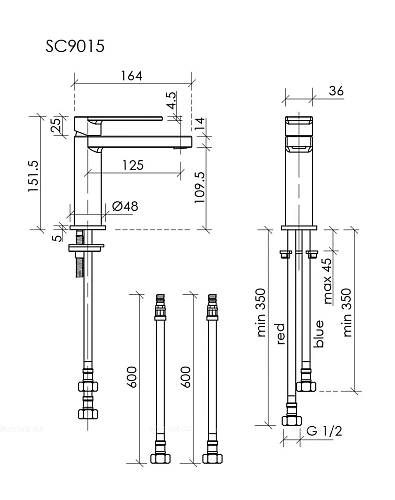 Смеситель для раковины Sancos Studio SC9015CH хром Смеситель для раковины Sancos Studio SC9015CH хром