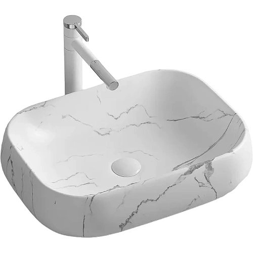 Раковина Ceruttispa CR0086 MMW2 565х400х145 накладная, мрамор матовый белый, прямоугольная Раковина Ceruttispa CR0086 MMW2 565х400х145 накладная, мрамор матовый белый, прямоугольная