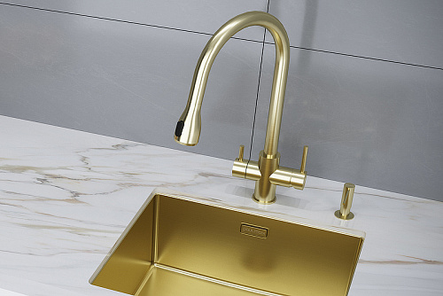 Смеситель для кухни Paulmark LANGE светлое золото La214212-LG Смеситель для кухни Paulmark LANGE светлое золото La214212-LG