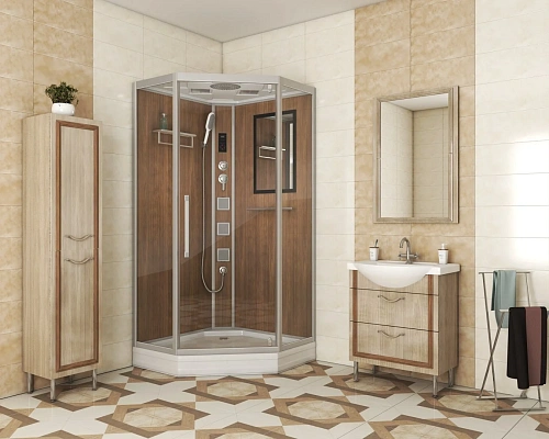 Душевая кабина Niagara Luxe NG-7717WD (1000x1000х2150) низкий поддон стенки деревянные Душевая кабина Niagara Luxe NG-7717WD (1000x1000х2150) низкий поддон стенки деревянные