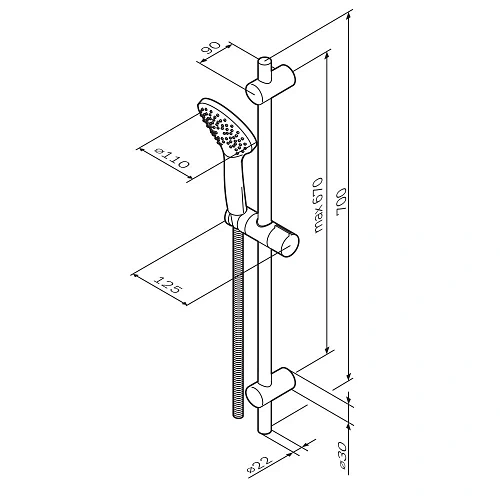 Душевой гарнитур AM.PM Gem F0190000 штанга 700, шланг 1 750 мм, хром Душевой гарнитур AM.PM Gem F0190000 штанга 700, шланг 1 750 мм, хром